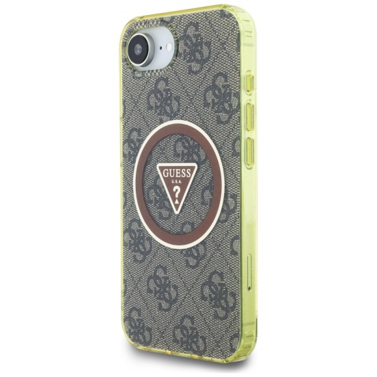 Guess IML Metal Glitter 4G Circle Triangle MagSafe case for iPhone 16e - brown Guess IML Metal Glitter 4G Circle Triangle MagSafe case for iPhone 16e - brown