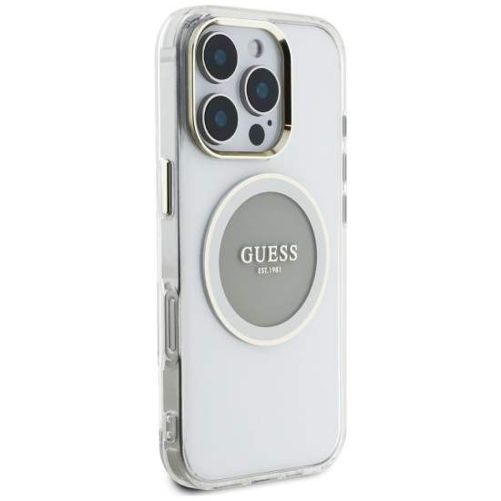 Guess IML Metal Colored Circle Classic Logo MagSafe case for iPhone 16 Pro - gray Guess IML Metal Colored Circle Classic Logo MagSafe case for iPhone 16 Pro - gray