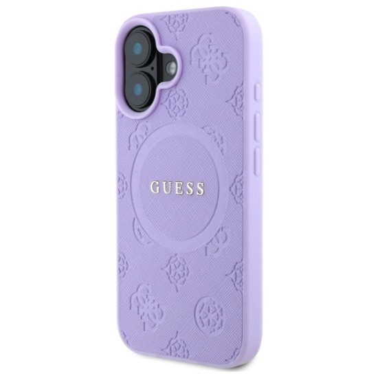 Guess Saffiano Peony Classic Logo MagSafena iPhone 16 Plus Case - Purple Guess Saffiano Peony Classic Logo MagSafena iPhone 16 Plus Case - Purple