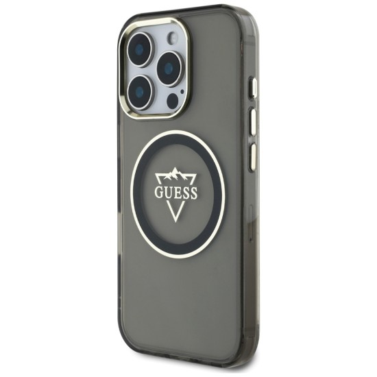 Guess IML Metal Mountain Logo MagSafe iPhone 16 Pro Max Case - Black Guess IML Metal Mountain Logo MagSafe iPhone 16 Pro Max Case - Black