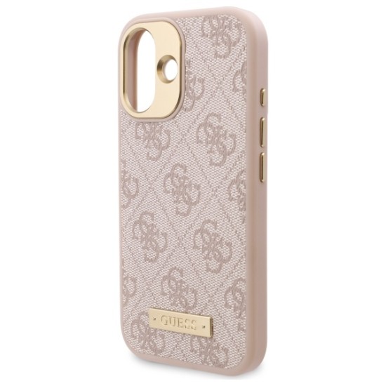 Guess 4G Logo Plate MagSafe iPhone 16 Case - Pink Guess 4G Logo Plate MagSafe iPhone 16 Case - Pink
