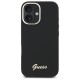 Guess Silicone Script Metal Logo &amp;amp; Frame Case for iPhone 16 - Black