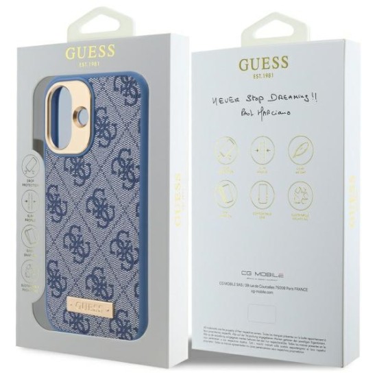 Guess 4G Logo Plate MagSafe Case for iPhone 16 Plus - Blue Guess 4G Logo Plate MagSafe Case for iPhone 16 Plus - Blue