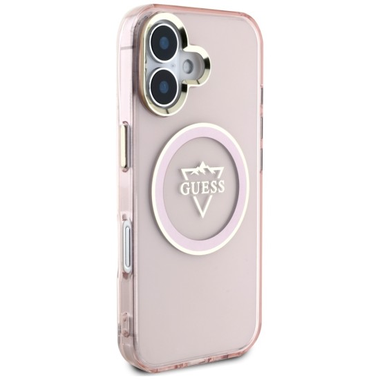 Guess IML Metal Mountain Logo MagSafe iPhone 16 Case - Pink Guess IML Metal Mountain Logo MagSafe iPhone 16 Case - Pink