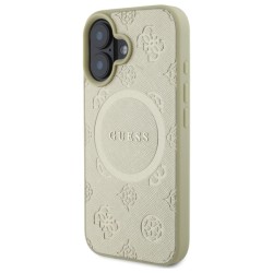 Guess Saffiano Peony Classic Logo MagSafe case for iPhone 16 - gold