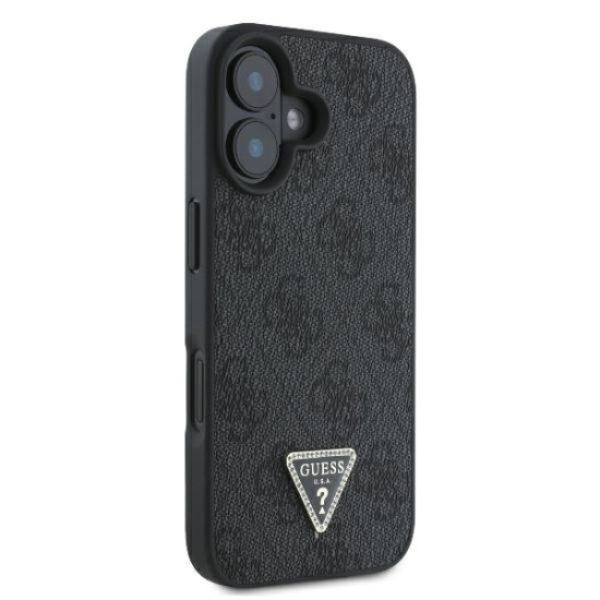 Guess Leather Metal Logo Strass Crossbody Case for iPhone 16 - Black Guess Leather Metal Logo Strass Crossbody Case for iPhone 16 - Black