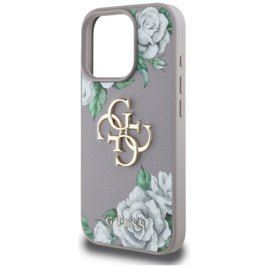 Guess Grained Roses Big 4G Logo iPhone 16 Pro Case - Purple Guess Grained Roses Big 4G Logo iPhone 16 Pro Case - Purple