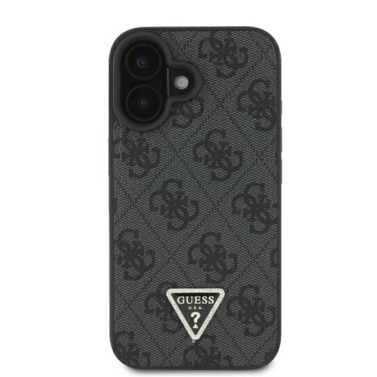 Guess Leather Metal Logo Strass Crossbody Case for iPhone 16 - Black Guess Leather Metal Logo Strass Crossbody Case for iPhone 16 - Black