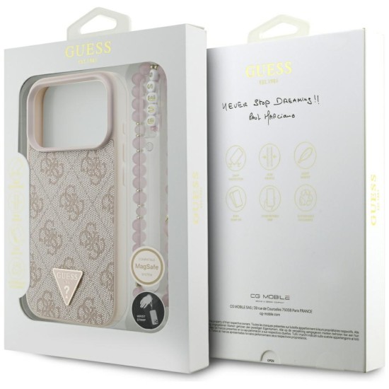 Guess 4G Strap Triangle Logo MagSafe Case for iPhone 17 Pro - Pink