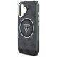 Guess IML Metal Glitter 4G Circle Triangle MagSafe Case for iPhone 16 - Black