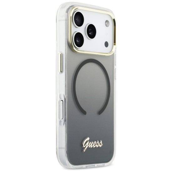 Guess IML Gradient Script Metal MagSafe Case for iPhone 17 Pro - Black