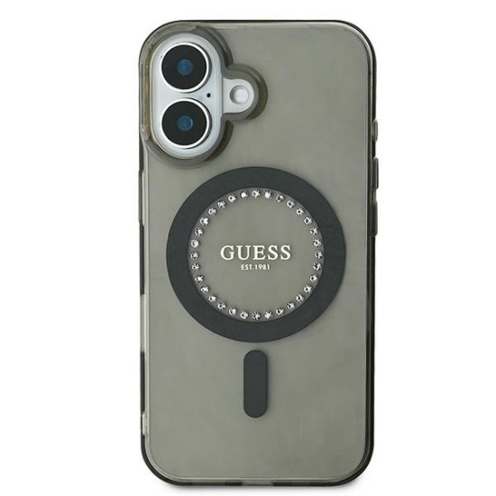Guess IML Rhinestones MagSafe iPhone 16 Case - Black Guess IML Rhinestones MagSafe iPhone 16 Case - Black
