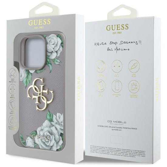 Guess Grained Roses Big 4G Logo iPhone 16 Pro Case - Purple Guess Grained Roses Big 4G Logo iPhone 16 Pro Case - Purple