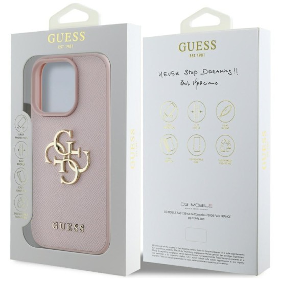 Guess Grained Big 4G Logo Small Classic Logo Case for iPhone 16 Pro - Pink Guess Grained Big 4G Logo Small Classic Logo Case for iPhone 16 Pro - Pink