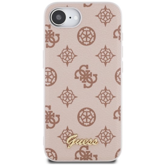 Guess Peony Script Logo MagSafe iPhone 16e Case - Brown