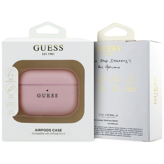 Guess Grained Classic Logo Case for AirPods Pro 3 - Pink Guess Grained Classic Logo Case for AirPods Pro 3 - Pink