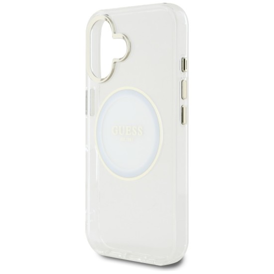 Guess IML Metal Colored Circle Classic Logo MagSafe case for iPhone 16 - white Guess IML Metal Colored Circle Classic Logo MagSafe case for iPhone 16 - white
