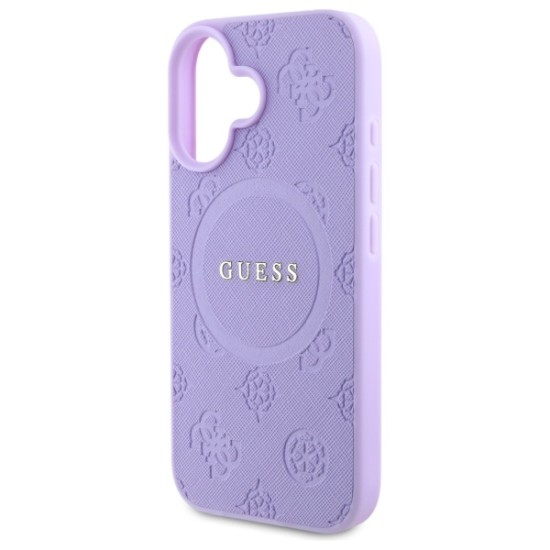 Guess Saffiano Peony Classic Logo MagSafena iPhone 16 Plus Case - Purple Guess Saffiano Peony Classic Logo MagSafena iPhone 16 Plus Case - Purple