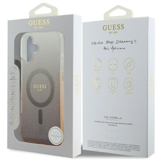 Guess IML Glitter Gradient MagSafe Case for iPhone 16 Plus - Brown Guess IML Glitter Gradient MagSafe Case for iPhone 16 Plus - Brown