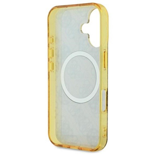 Guess IML Peony On 4G Background MagSafe iPhone 16 Case - Brown
