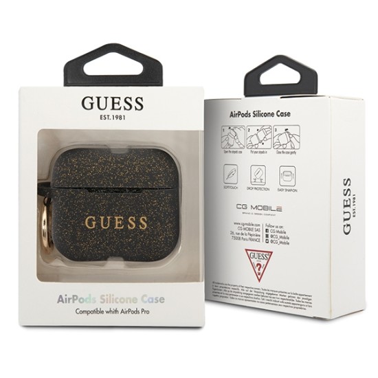 Guess Ring Silicone Case for AirPods Pro Cover - Black and Gold Guess Ring Silicone Case for AirPods Pro Cover - Black and Gold