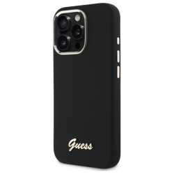 Guess Silicone Script Metal Logo & Frame Case for iPhone 16 Pro - Black Guess Silicone Script Metal Logo & Frame Case for iPhone 16 Pro - Black