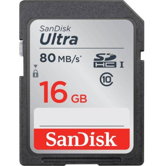SanDisk Ultra 16GB Class 10 SDHC UHS-I Memory Card up to 80MB/s SanDisk Ultra 16GB Class 10 SDHC UHS-I Memory Card up to 80MB/s