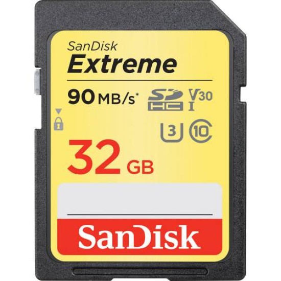 SANDISK Extreme SDHC Card 32GB 90MB/s V30 UHS-I U3
