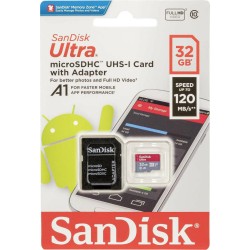 SANDISK Ultra Android microSDHC 32GB + SD Adapter + Memory Zone App 120MB/s A1 Class10 UHS-I SANDISK Ultra Android microSDHC 32GB + SD Adapter + Memory Zone App 120MB/s A1 Class10 UHS-I