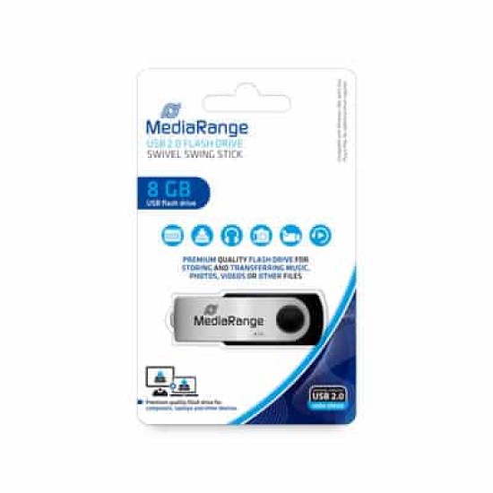 MEDIARANGE 8GB USB BLACK/SILVER MR908