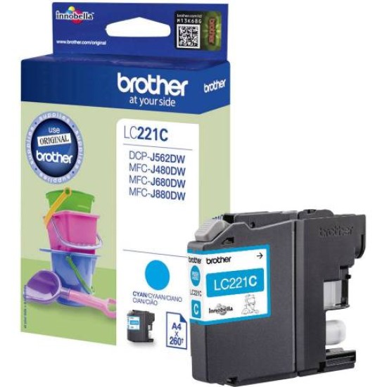 BROTHER INK CARTRIDGE LC221 CYAN MCFJ 460/480/485/680/880 & DCP562 BROTHER INK CARTRIDGE LC221 CYAN MCFJ 460/480/485/680/880 & DCP562