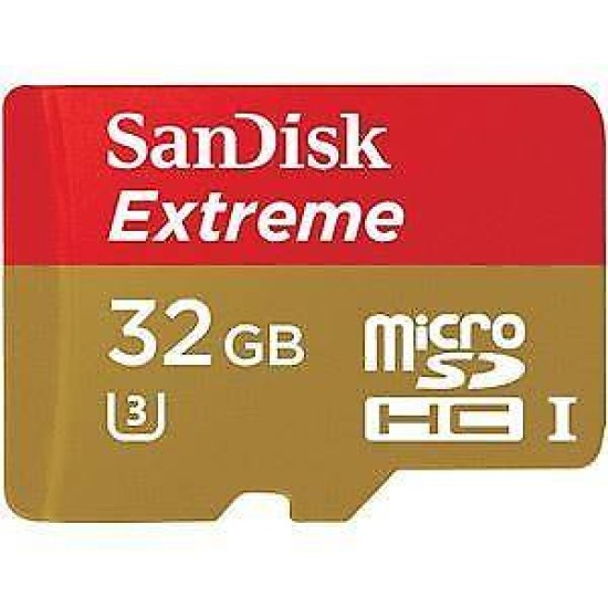 SANDISK Extreme microSDHC 32GB + SD Adapter for Action Sports Cameras - 100MB/s SANDISK Extreme microSDHC 32GB + SD Adapter for Action Sports Cameras - 100MB/s