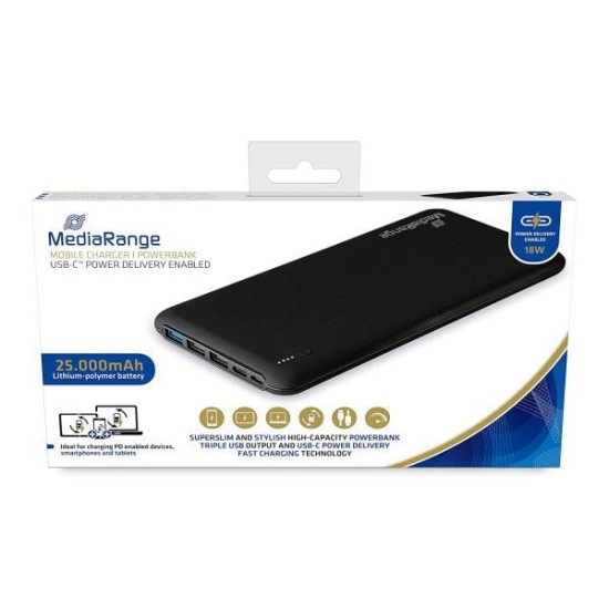 MEDIARANGE POWER BANK 25000mAh WITH USB-C MR754