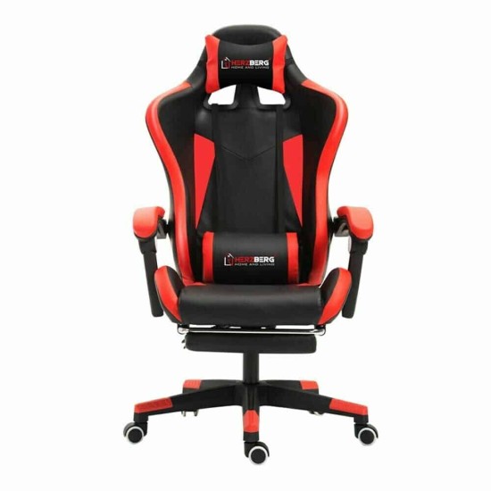 HERZBERG Gaming Chair with footstool Red (HG-8080RED) (HEZHG8080RED)