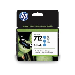 HP INK CARTRIDGE 712 CYAN 3PCK 29 ML 3ED77A HP INK CARTRIDGE 712 CYAN 3PCK 29 ML 3ED77A