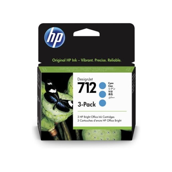 HP INK CARTRIDGE 712 CYAN 3PCK 29 ML 3ED77A