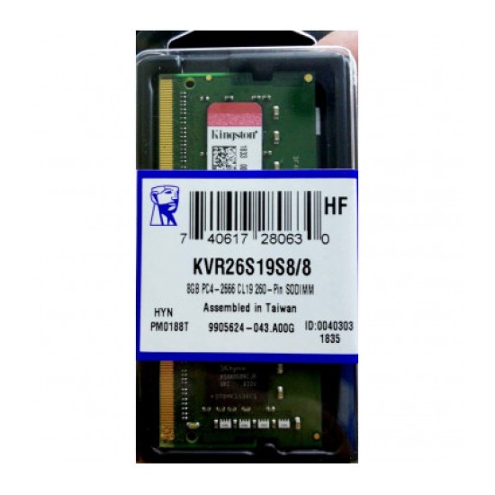 KINGSTON 8GB 2666MHZ DDR4 FOR NOTEBOOK KVR26S19S8/8 KINGSTON 8GB 2666MHZ DDR4 FOR NOTEBOOK KVR26S19S8/8