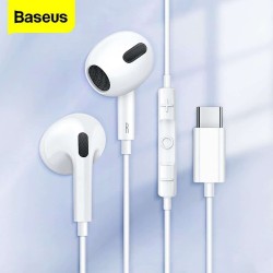 BASEUS ENCOK C17 WIRED TYPE-C HEADPHONES + MICROPHONE WHITE (NGCR010002)