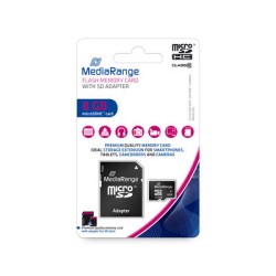 MEDIARANGE MICRO SDHC CLASS 10 WITH SD ADAPTOR 8GB MR957 MEDIARANGE MICRO SDHC CLASS 10 WITH SD ADAPTOR 8GB MR957