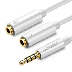 Ugreen cable headphone splitter mini jack 3.5 mm - 2 x mini jack 3.5 mm  20cm white (AV134)