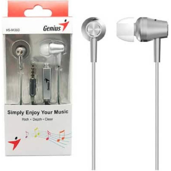 GENIUS EARPHONES WITH MICROPHONE ONE JACK HSM360/SILVER