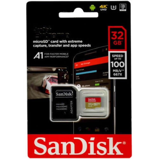 SANDISK Extreme microSDHC 32GB + SD Adapter + RescuePRO Deluxe 100MB/s A1 C10 V30 UHS-I U3 SANDISK Extreme microSDHC 32GB + SD Adapter + RescuePRO Deluxe 100MB/s A1 C10 V30 UHS-I U3