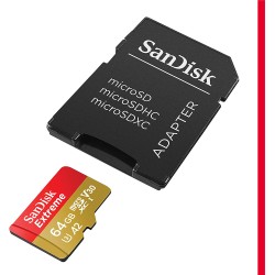 SANDISK Extreme microSDXC 64GB + SD Adapter + 1 year RescuePRO Deluxe up to 170MB/s &amp; 80MB