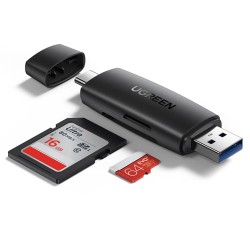 UGREEN ADAPTER SD/MICRO SD CARD READER (USB-A/USB-C) BLACK  CM304