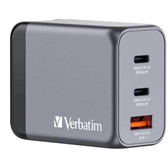 VERBATIM GAN TRAVEL CHARGER 3 PORTS 65W USBA/C (EU/UK/US)  32201
