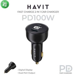 HAVIT FAST CAR CHARGER USB & USB-C 100W BLACK CC100W HAVIT FAST CAR CHARGER USB & USB-C 100W BLACK CC100W